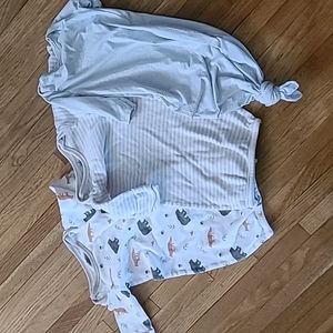 3 Infant Nightgowns. 1 has matching hat.